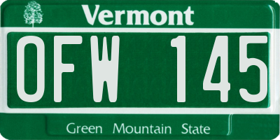 VT license plate OFW145
