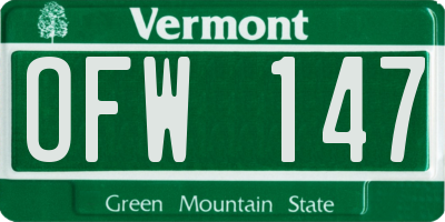 VT license plate OFW147