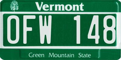 VT license plate OFW148