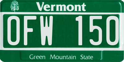 VT license plate OFW150