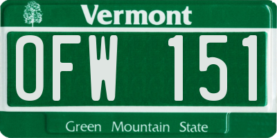 VT license plate OFW151