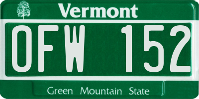 VT license plate OFW152