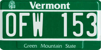 VT license plate OFW153