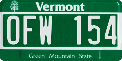VT license plate OFW154