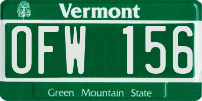 VT license plate OFW156