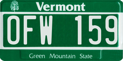 VT license plate OFW159