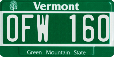 VT license plate OFW160