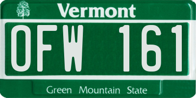 VT license plate OFW161