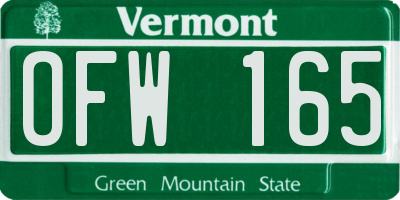 VT license plate OFW165