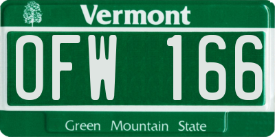 VT license plate OFW166