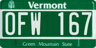 VT license plate OFW167
