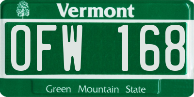 VT license plate OFW168