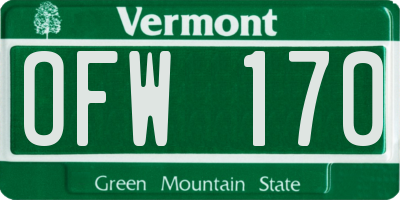VT license plate OFW170