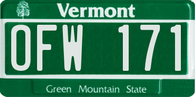 VT license plate OFW171