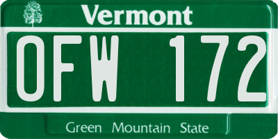 VT license plate OFW172