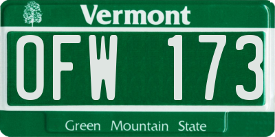 VT license plate OFW173