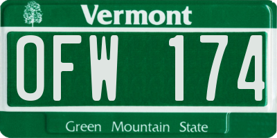 VT license plate OFW174
