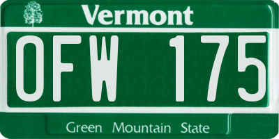 VT license plate OFW175
