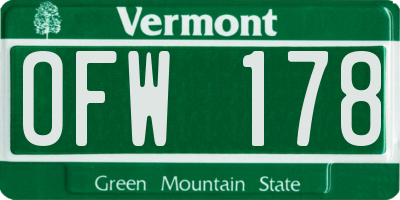 VT license plate OFW178