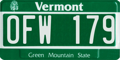 VT license plate OFW179