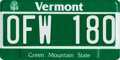 VT license plate OFW180