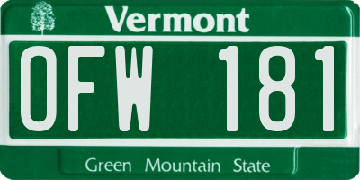VT license plate OFW181