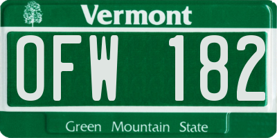 VT license plate OFW182