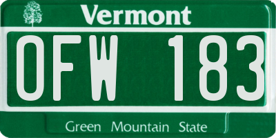 VT license plate OFW183