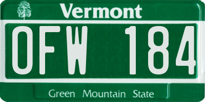 VT license plate OFW184
