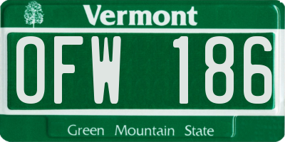 VT license plate OFW186
