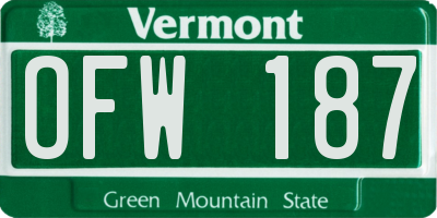 VT license plate OFW187