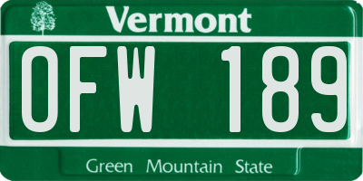 VT license plate OFW189