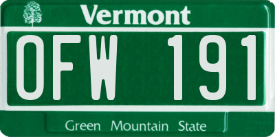 VT license plate OFW191