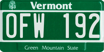 VT license plate OFW192