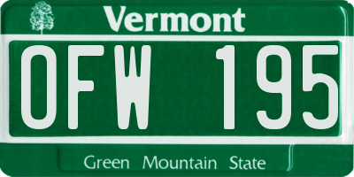 VT license plate OFW195