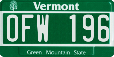 VT license plate OFW196