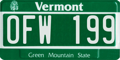 VT license plate OFW199