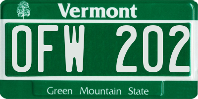 VT license plate OFW202