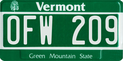 VT license plate OFW209