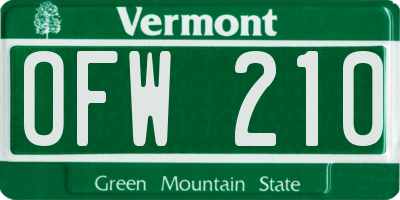 VT license plate OFW210