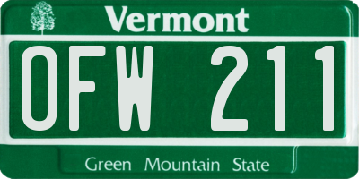 VT license plate OFW211