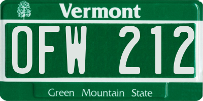 VT license plate OFW212