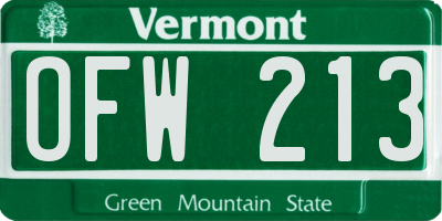 VT license plate OFW213