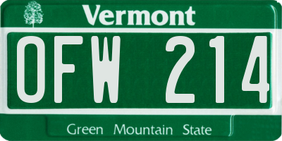 VT license plate OFW214