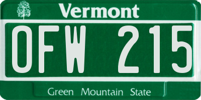 VT license plate OFW215