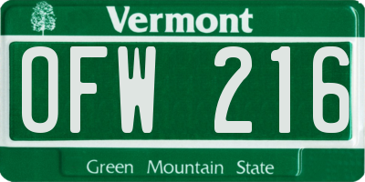 VT license plate OFW216