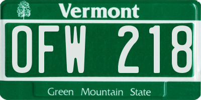 VT license plate OFW218