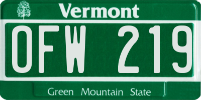 VT license plate OFW219