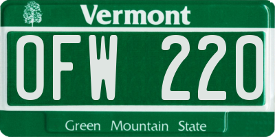 VT license plate OFW220