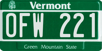 VT license plate OFW221
